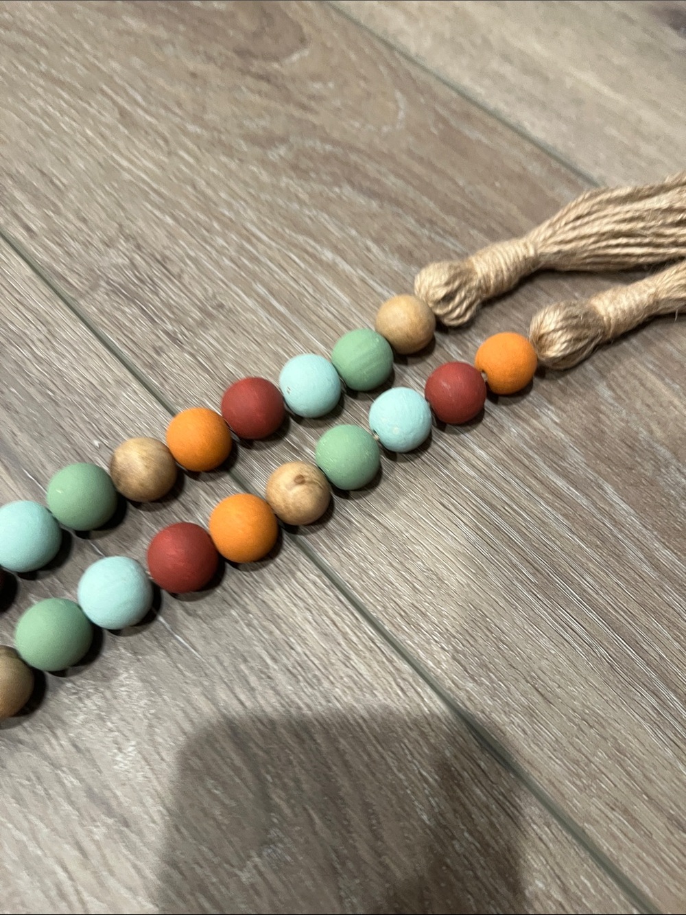 Multicolor Wooden Bead Tassel Strand - Coastal Accent - Picture 4 of 4